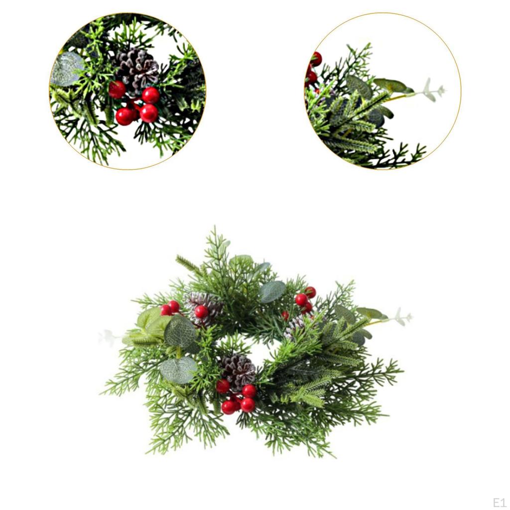 Christmas Candle Ring Wreath Pillar Holder for Parties Festive