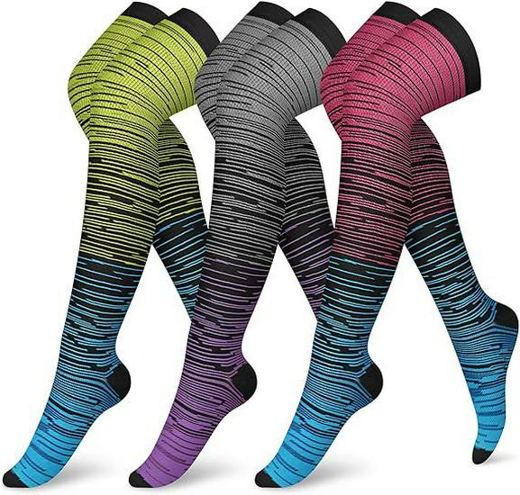 Elastic Over-the-Knee Compression Sports Socks for Men and Women - Cross-Knee Muscle Strength and Support