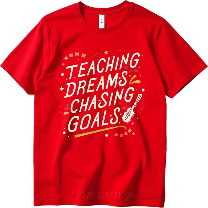 Casual Tee Solid Color Unisex Round Neck t shirt Daily Wear Teaching Dreams Chasing Goals Basic Teenagers Top tees Essential Tee 4XL