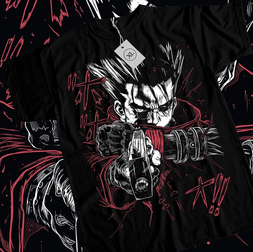 Trigun Tshirt Vash The Stampede Moon Funny COMEDY Anime Unisexga Gift Black Shirt
