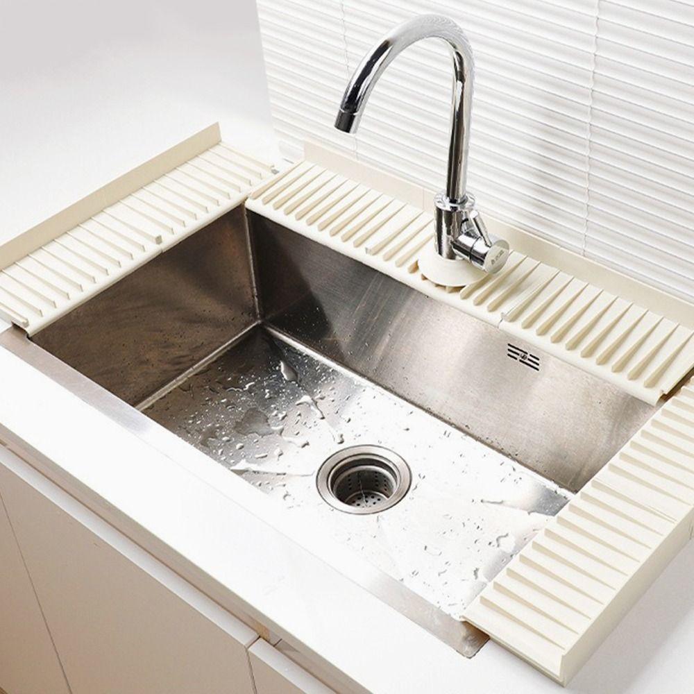 Silicone Sink Splash Guard Mat Slope Design Spliceable Kitchen Sink Holder Non-slip Quick Drain Drainage Drying Pad