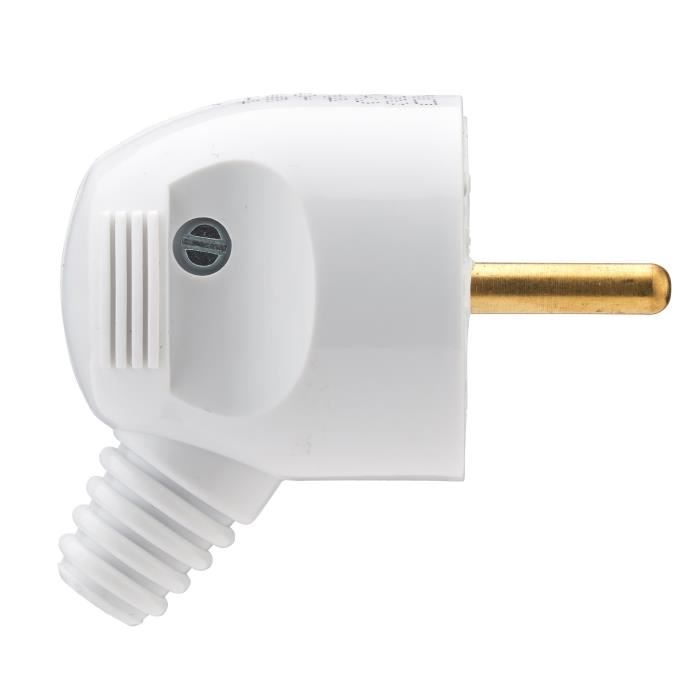 Fiche mâle - DEBFLEX - 713370 - Blanche latérale - 2P+T - 16A