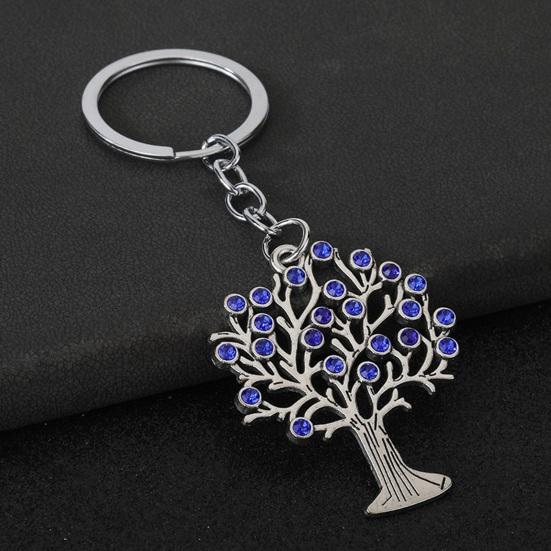 Keychain Pendant Rust Resistant Retro Hollow Tree Charm Key Chain with Rhinestone Inlay Backpack Accessory