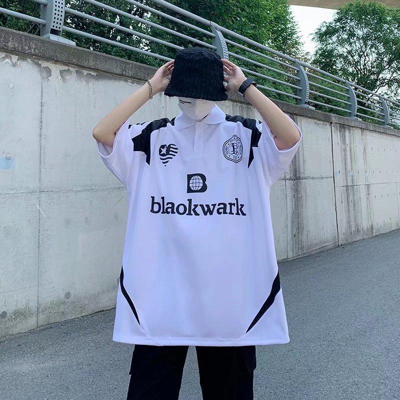 

Мужская рубашка поло с принтом ретро-мотоцикла - белая/черная, короткий рукав, свободный крой XXL белый