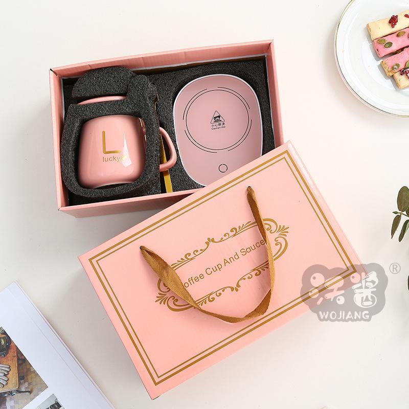 

Термостатический набор чашек, керамический, температура 55℃, подарочная чашка-термос, подарочная коробка, с буквенным декором для дарения 301-400ml