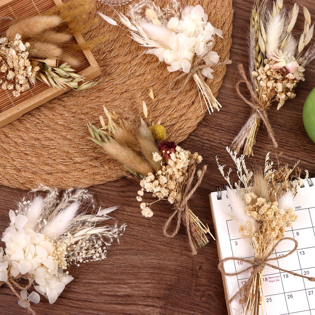 12Pcs Boho Dried Flower Bouquet Mini Dried Flower Mini Wedding Handmade Dry Flowers Decor Natural Branches Dog Tail Bunny Rabbit