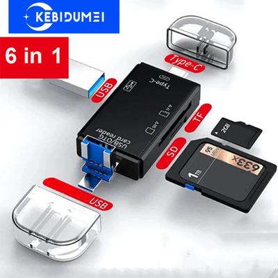Mini USB Typ C Kartenleser 6 in 1 USB zu SD TF Speicherkartenadapter Smartcard-Leser Flash-Laufwerk Kartenleser Laptop-Zubehör