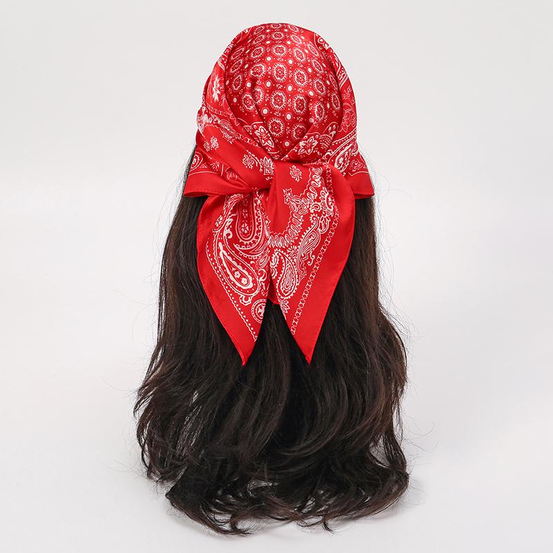 Retro Paisley Print Designer Scarf Women 70x70cm Silk Scarves Luxury Hip-hop Hijab Bandana Neckerchief Shawl Hair Band