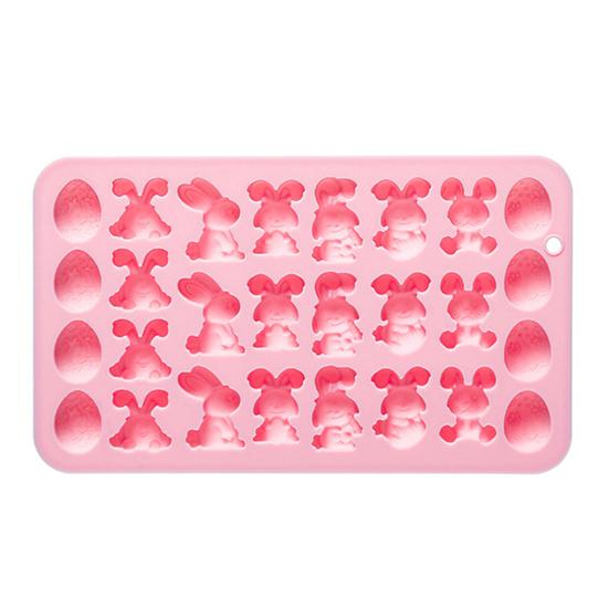 Oster-Schokoladenform 27-Kammer Hasen-Osterei-Design Silikonform Leicht zu reinigen Lebensmittelqualität Süßigkeiten Gelees Mousse Backform