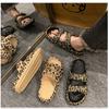 Summer Women Comfort Slippers Leopard Soft Thick-Soled Cloud Slides Travel Vacation Beach Shoes  Women Sandals