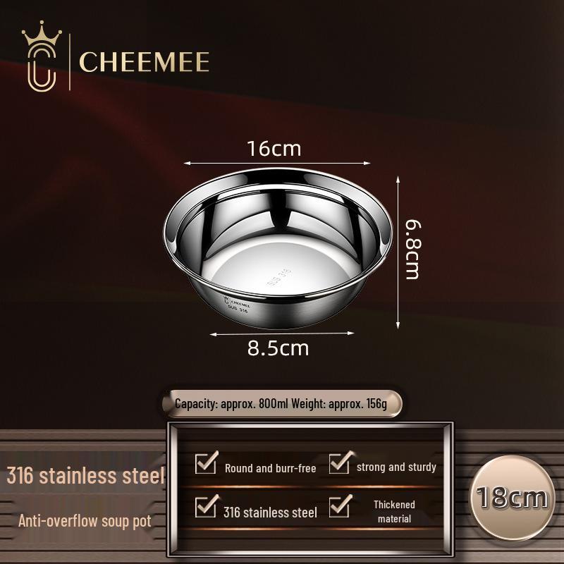 316 Stainless Steel Multi-Use Kitchen Bowl: Mixing, Cooking, Washing, Soup, Rice, and More.