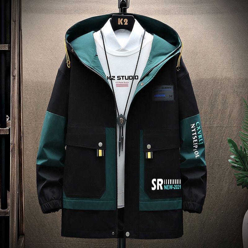 Spring and Autumn Men's Printed Hooded Coat Men's Casual Relaxed Comfortable Waterproof Jacket