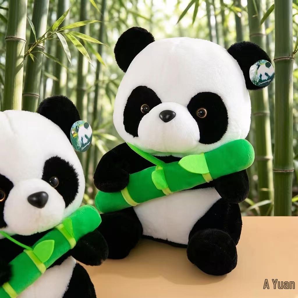 Giant Panda Plush Toy Pillow - Bamboo Panda from Chengdu Street Vendor 35 cm