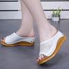 Women's Wedges Slippers Fashion Heeled Shoes Hollow Casual Fish Mouth Slippers