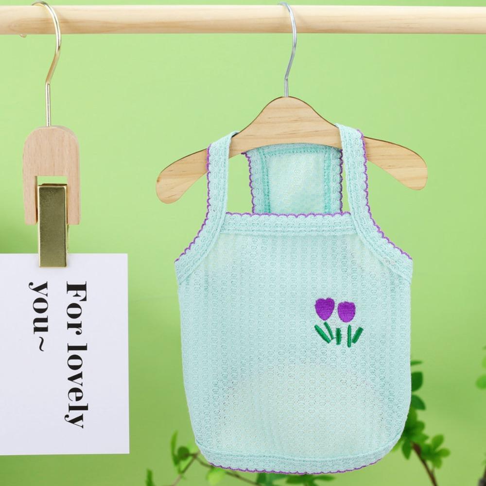 Breathable Floral Embroidery Thin Shirt XS~XL Pet Clothes Casual Dog Sling Vest  Spring/Summer