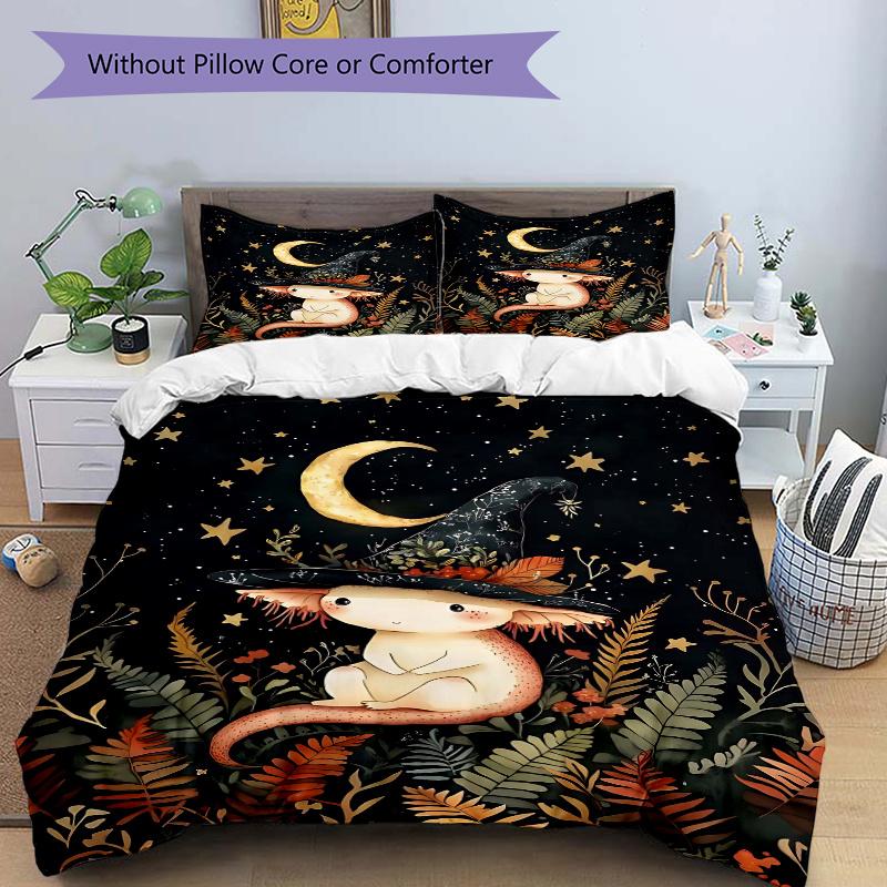 

3pcs Axolotl Art Gift Halloween Bedding Set - Includes Quilt Cover and Pillowcases, Suitable for All Seasons M009 135x200cm