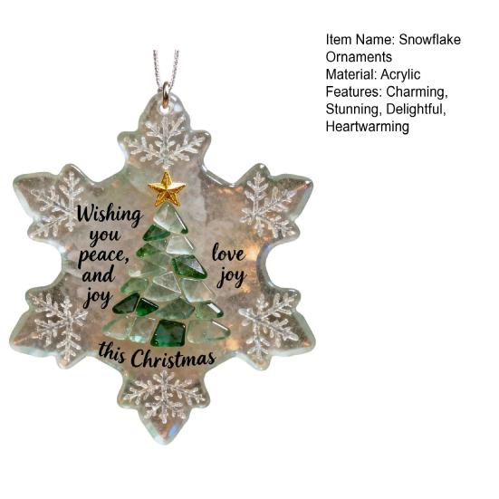 Snowflake-Shaped Sea Glass Christmas Tree Ornaments Coastal Inspired Seaglass Keepsake for Christmas Tree Hanging Decoration