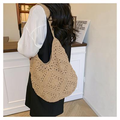 Women's Bag New Fashionable Large-capacity Vacation Beach Bag Retro Literary Cotton Rope Bag Versatile Underarm Bag