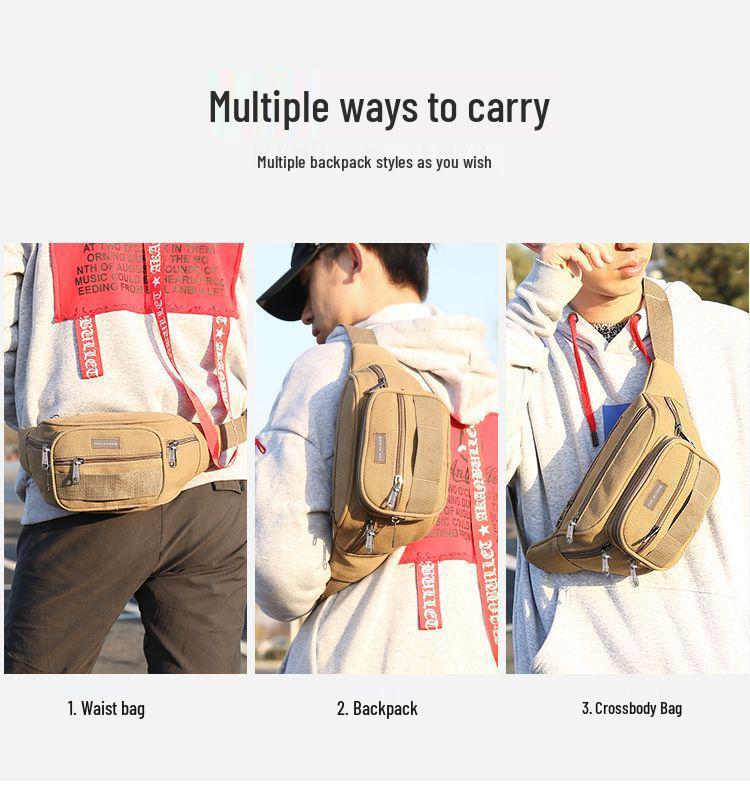 Durable Multi-layer Outdoor Waist Bag - Large Capacity for Running, Phone, Tools, and Money.