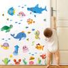 Marine Animals Cartoon Wall Stickers Kindergarten Children's Room Decoration Self-adhesive Underwater World Stickers