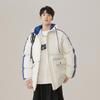 Loose Autumn and Winter Clothes Hooded Hong Kong Style Warm Bread Jacket Men's New Couple Men's Jacket Striped Color Matching