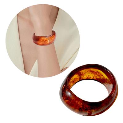 Elegante Bracciale in Resina Ombré Caffè con Disegni Degradé per Donna Gioielli di Moda Comodo Accessorio di Moda