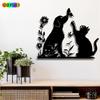Dog Cat Metal Wall Art, Weatherproof Iron Pet Sculpture, Playful Mural for Home Wall Garden Fence Decor, Gift for Pet Owner, 1 pc