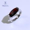 Уникальное серебряное кольцо 100% натуральный Мозамбик Красный гранат Сумка 7 * 13 мм специальная огранка драгоценных камней Классический дизайн 925 стерлингового серебра ювелирные изделия
