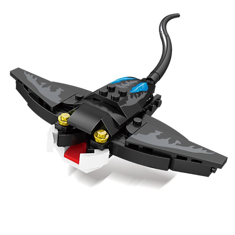 Creative Ocean World Animal Building Block Model Lobster Whale Dolphin Turtle Animal Small Particle Educational Assembly Toy