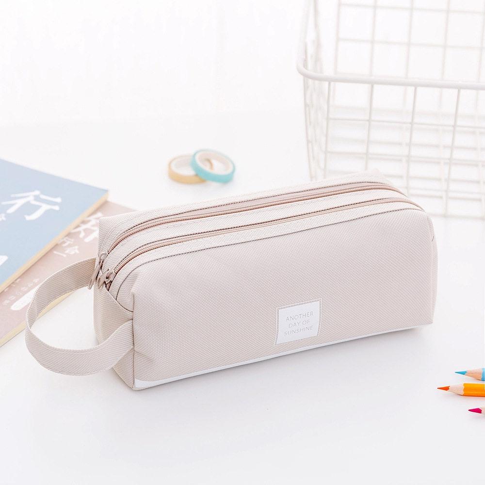 Custodia Multiuso a Colore Uniforme, Borsa Grande Portatile per Penne, Matite e Cosmetici