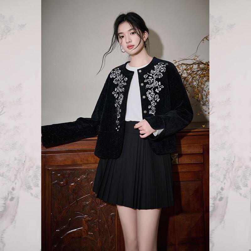 

JK&JS Вышитая короткая куртка в ретро китайском стиле M