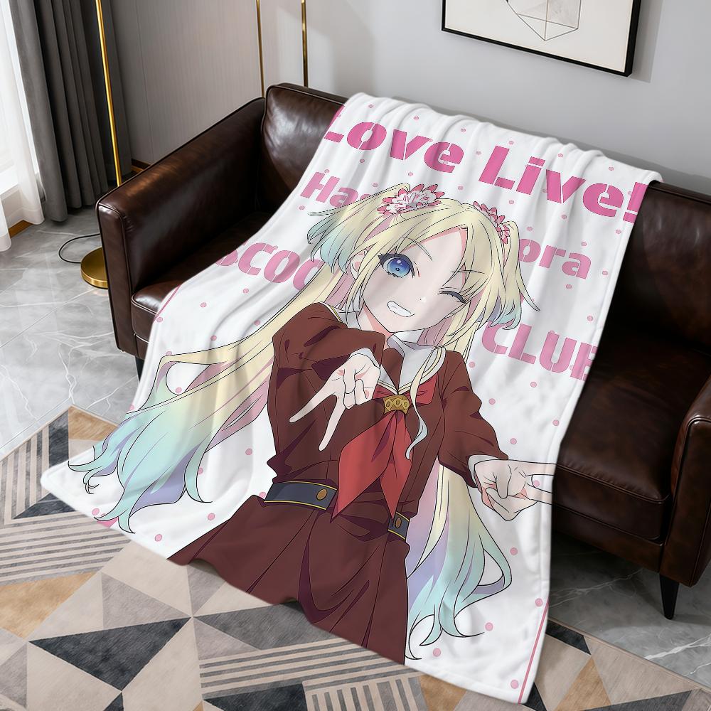 Anime Kawaii Art Girl Love L-live Soft Warm Plush Blanket for Dormitory Sofa Living Room Pet Hogar Bedroom Gift Nap Home Flannel