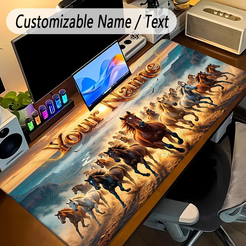 Podložka pod myš s koňským motivem, personalizovaná, s vlastním textem jména, protiskluzová podložka na stůl pro notebook, kancelářský stůl