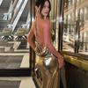 2025 European Spring Fashion Metallic Halterneck Camisole Dress with Open Back
