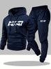 Men's AK Letter Print Casual Two-Piece Hoodie and Sweatpants Set