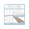 Lit mezzanine, 90*200 cm, garde-corps, pied de lit, selon en747, sans matelas, métal, blanc