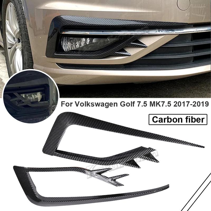2x Front Bumper Fog Light Grille Frame Cover Trim Wind Knife Razor Style Canards For Volkswagen Golf 7.5 MK7.5 2017 2018 2019