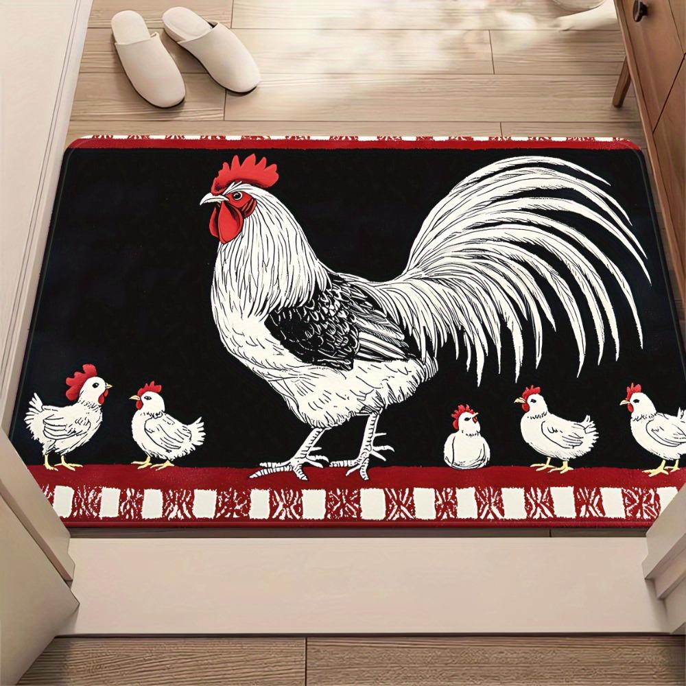 1pc Country-style Large Rooster Doormat Rural Farmhouse-style Suitable Home Decoration Entrance Non-slip Mat Kitchen Carpet
