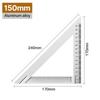 HUHAO Aluminum Alloy Triangle Ruler 150/200mm 45/90 Degree Dual Scale Layout Gauge Durable Woodworking Carpentry Measuring Tool