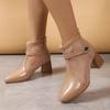 Fashion Summer Block Heel Kitten Heel Pointed Toe Mesh Boots Women's Four Seasons Shoes Mesh Cutout Plus Size Booties