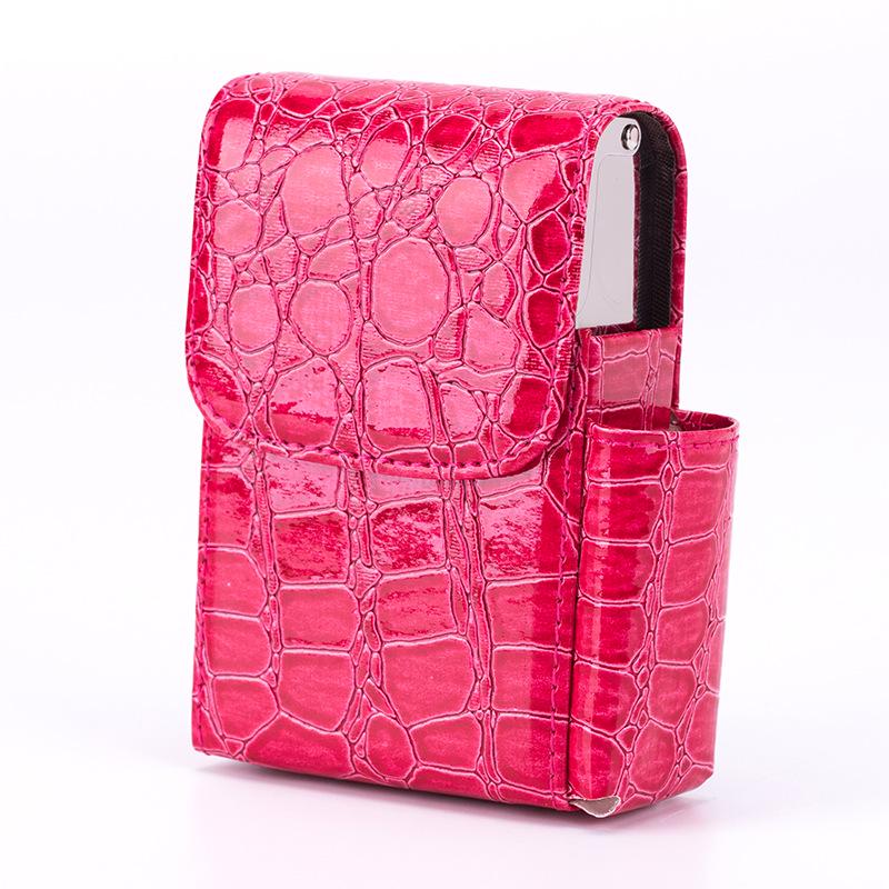 Crocodile Pattern Cigarette Case with Lighter Slot - Stainless Steel, Moisture-Proof, Holds 20 Regular Sticks