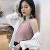 Women'S Fashion V-Neck Knitted Vest Summer Solid Color Sleeveless Casual Tank Top