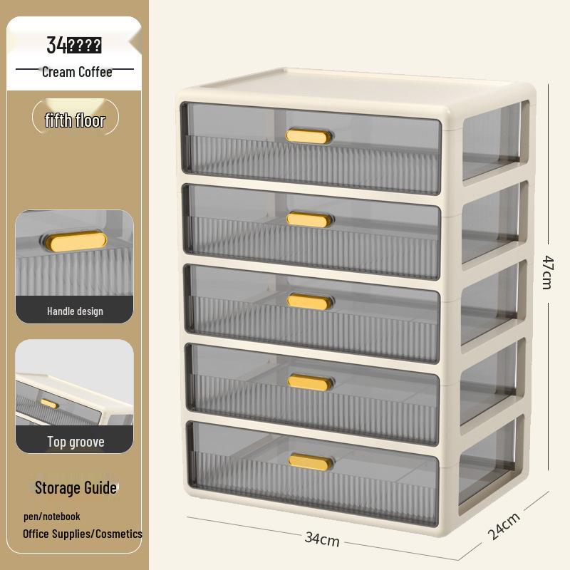 Multi-layer Desktop Organizer: Drawer-Type Storage Box for Office Supplies, Stationery, and Cosmetics