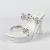 New 12CM Sexy Car Model Fashionable Transparent Nightclub Thick Heel Crystal Square Head Non-slip Rhinestone LFD-1987-Q22