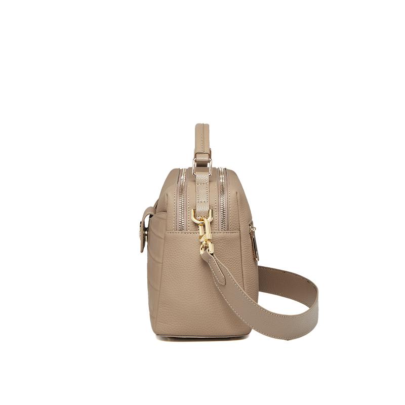 Genuine Leather Shoulder Bag with Crocodile Pattern Real Skin High-quality Feminine Milk-colored Bags