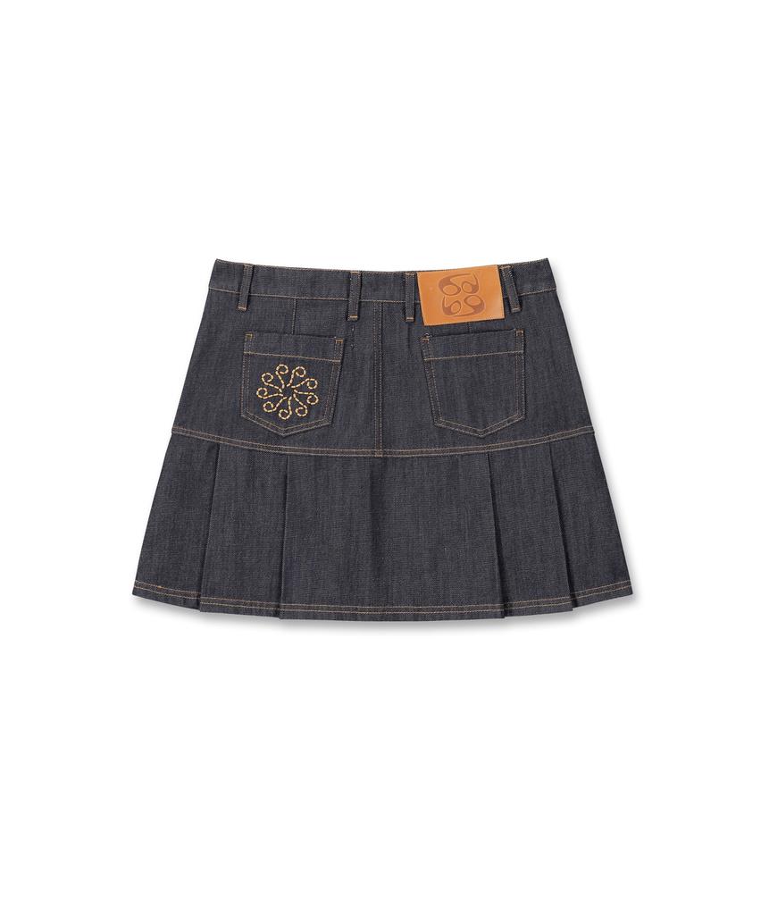 9999 Archive Linking Pleated Denim Skirt