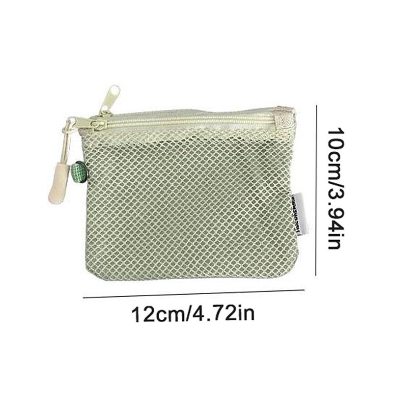 Travel Makeup Storage Bags  Mesh Coin Purse Simple Portable Mini Bag Multi-Purpose Square Bag Double-Layer Zipper Card Holder