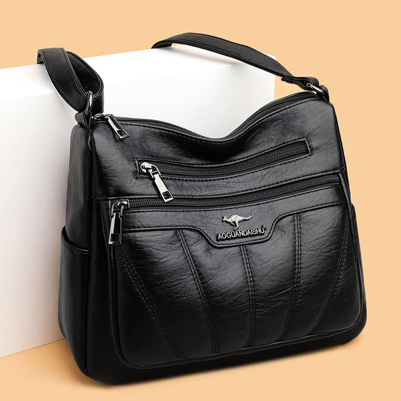 Women's Bag Crossbody Bag Shoulder Bag PU Leather Bag Casual Fashion Bag New Mother Bag Large Capacity Multi-layer Zipper Kangaroo