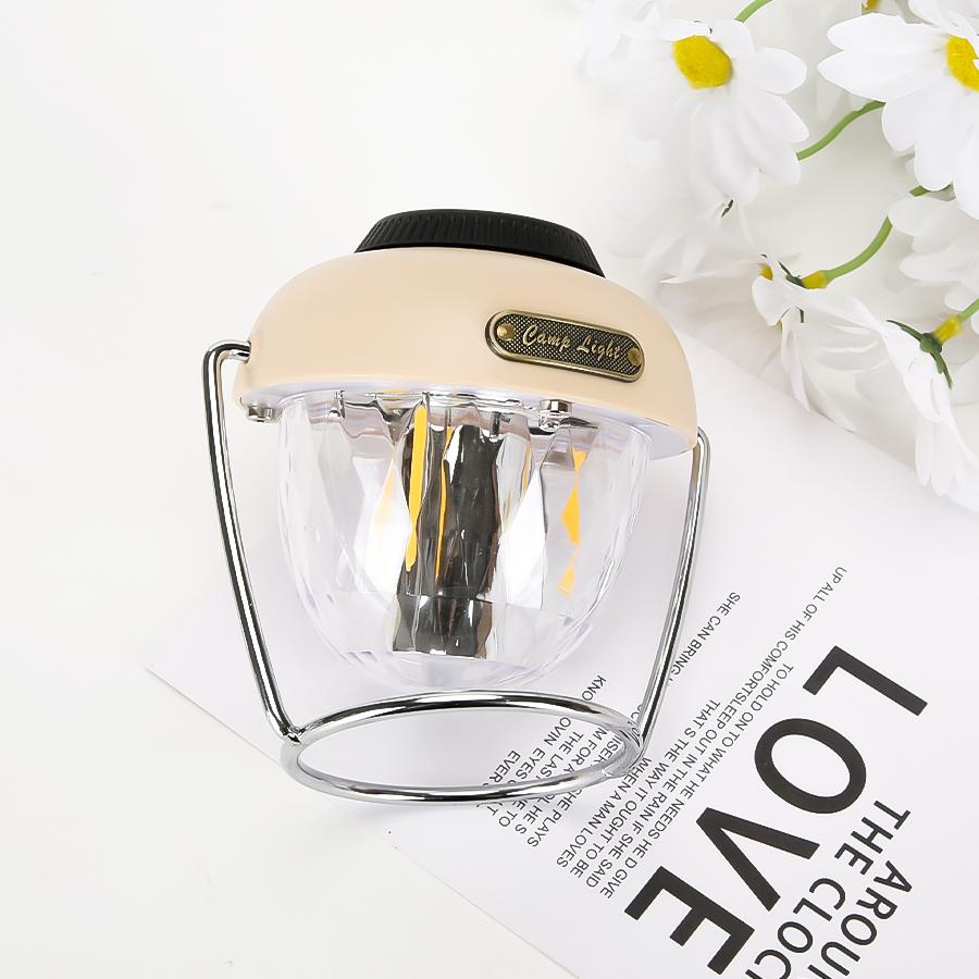 Outdoor New Retro Camping Lamp Multifunctional Camping Lamp Outdoor Rechargeable Portable Lantern Tent Lamp Wholesale Rotary Swi