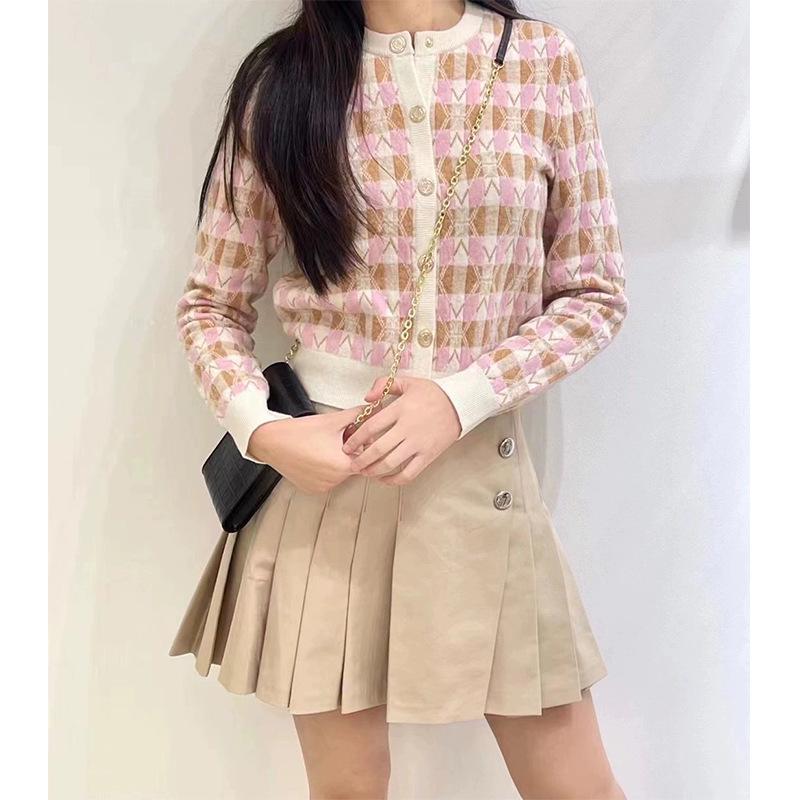 M Brand Early Autumn Diamond Pattern Knit Cardigan - Sweet Temperament Long Sleeve Design